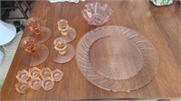 Lot of vintage pink glass pieces