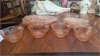 12 Pc vintage pink plates and cups set