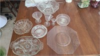 Lot of clear vintage glass items