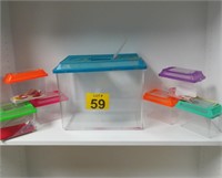 6 Small Pet (Crab) Boxes - 1 Large Plastic Case