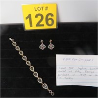 .925 Sterling & Gemstone Braclet & Earrings