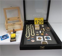 Display Boxes w/ Vintage Jewlery, Pins & More