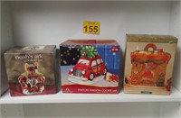 3 Christmas Cookie Jars w/ Boxes