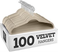 Zober Non-Slip Velvet Hangers Ivory 100pack