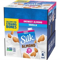Silk Almond Milk, Unsweetened Vanilla, 12pack case