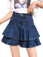Ruffle Short Mini Denim Skirts/short, size M