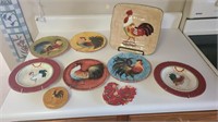 Lot of Rooster plates and items