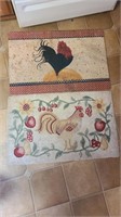 Lot of 2 Rooster Kitchen Rugs