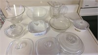 Lot of glass kitchen pieces and corning wear