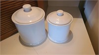 2 pc white cannister lot