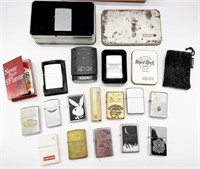 Large lot of Zippo Lighters among other brands
