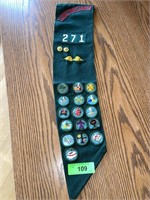 VINTAGE GIRL SCOUT SASH WITH MERIT PATCHES