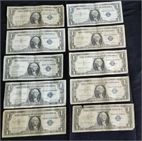 (10) $1 Silver Certificate Notes