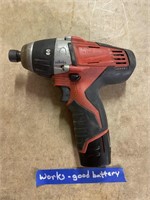 Milwaukee Driver w./ M12 Battery- no charger