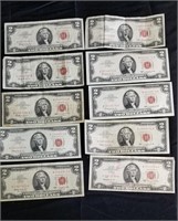 10 Red Seal $2 Notes