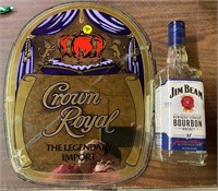 Jim Beam Bottle & Crown Royal Mirror (cracked )