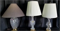 3 Crystal & Brass Lamps