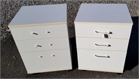 2 White 3 Drawer Storage Cabinet