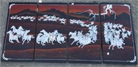 4 Panel Black Lacquer Oriental Wall Hangings