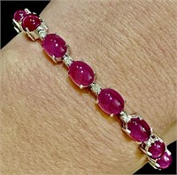 36.77 cts BURMA Ruby & Diamond 14k Bracelet