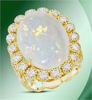 $19,437  11.66 cts Fire Opal & Diamond 14k Ring