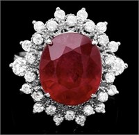 $9887  9.60 cts Natural Ruby & Diamond 14k Ring