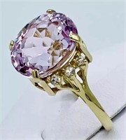 Certified 14k 5.70 cts Amethyst & Sapphire Ring