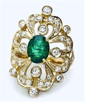 $13900 14k Gold 2.95 cts Emerald & Diamond Ring