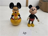 2 Vintage Disney Mickey Mouse Figurines