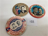 3 Ronald Reagan for President Pin Backs