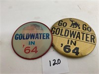 2 Barry Goldwater 1964 Pin Backs
