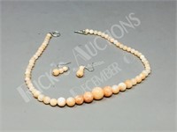 Light Coral & Jade necklace/ earrings