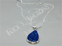 Lapis Lazuli & silver pendant/ chain