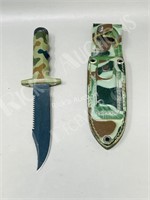 10" army theme knife in case w/ compass