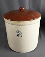 Antique 2 Gallon Stoneware Crock with cover