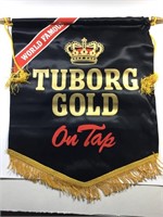 Vintage Tuborg Beer Satin Banner 14"x18" 1980's