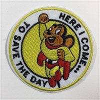 Mighty Mouse Embroidered Iron On Patch 3.25"