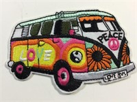 VW Peace Bus Embroidered Iron On Patch 4x2.5"