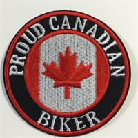 Proud Canadian Biker Embrd Iron On Patch 2.5"