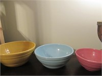 3 Nesting  Pottery Bowls-Pink.Blue,yellow