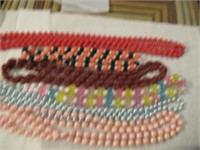 Lot 6 Beep Necklace Beeds-red,Light Blue,
