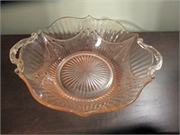 Pink Depression Glass double Handle bowl