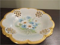 Vintage Gold  Trim Flower Bowl