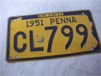1951 Penna License Plate,