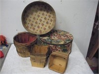 Hat Boxes (13 in. Diam.) and Baskets