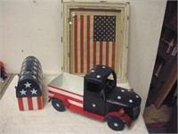Americana- Framed Flag, Truck, 18 in., Lunch Box