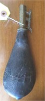 VINTAGE LEATHER AND BRASS POWDER HORN