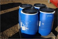 (4) 30Gal Poly Food Grade Barrels w/Removable Lids