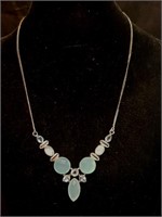 Sterling Aqua Chalcedony & Moonstone Necklace
