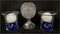 Pair of Candle Holders & Egg Shaped Candle Holder
